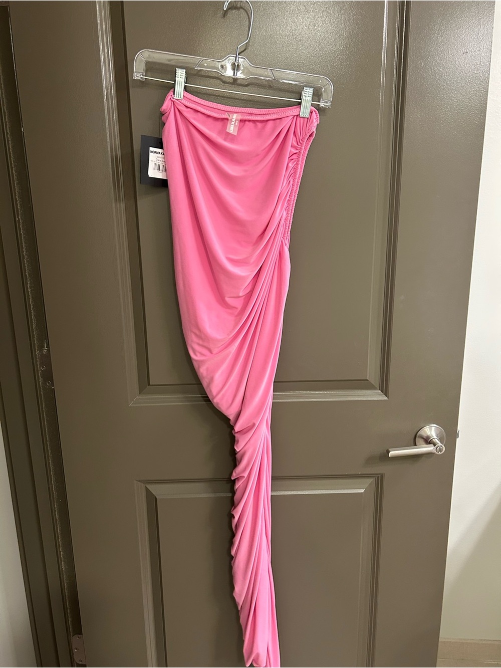 Norma Kamali Hot Pink Asymmetrical Ruched Dress